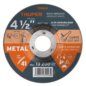 Disco de 4-1/2″ para corte de metal, tipo 41, Truper ABT-786 10664
