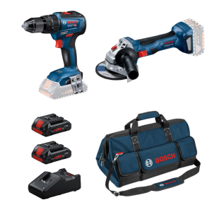 Kit Bosch GSR 18V-55 + GWS 18V-7 + 2 baterías Pro Core 18V de 4.0 Ah+ Cargador GAL 18V-40 + Bolsa
