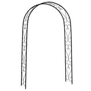 Outsunny Arco de Jardín de Acero para Rosas Arco de Boda Diseño Espiral de Corazón para Plantas Trepadoras para Decoración Patio Terraza 125x37x230 cm Negro