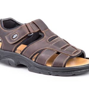 TALLA ESPECIAL Sandalia Bio Hombre Piel Marrón Velcro