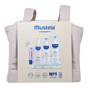 Mustela Bolsa Beige Crema Balsamo 50Ml+Agua De Peinado 200Ml+Hydra Bebe 300Ml+Gel De Baño 500Ml