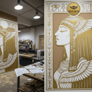 Cuadro Majestuosa Reina Isis La Era Dorada Re – Panel Decorativo Egipcio para Corte Láser y CNC